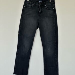 Scoop NYC Black Crop Straight Leg Jeans Size 4 Raw Hem
